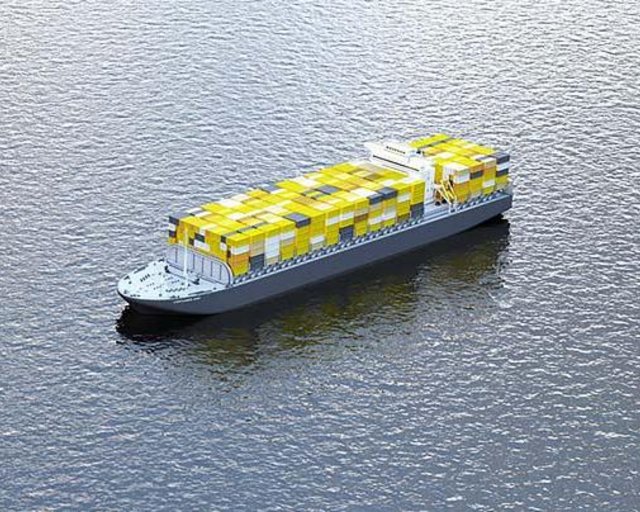 With the container cargo ship, her move container goes overseas. Uebersee-Umzug.jpg