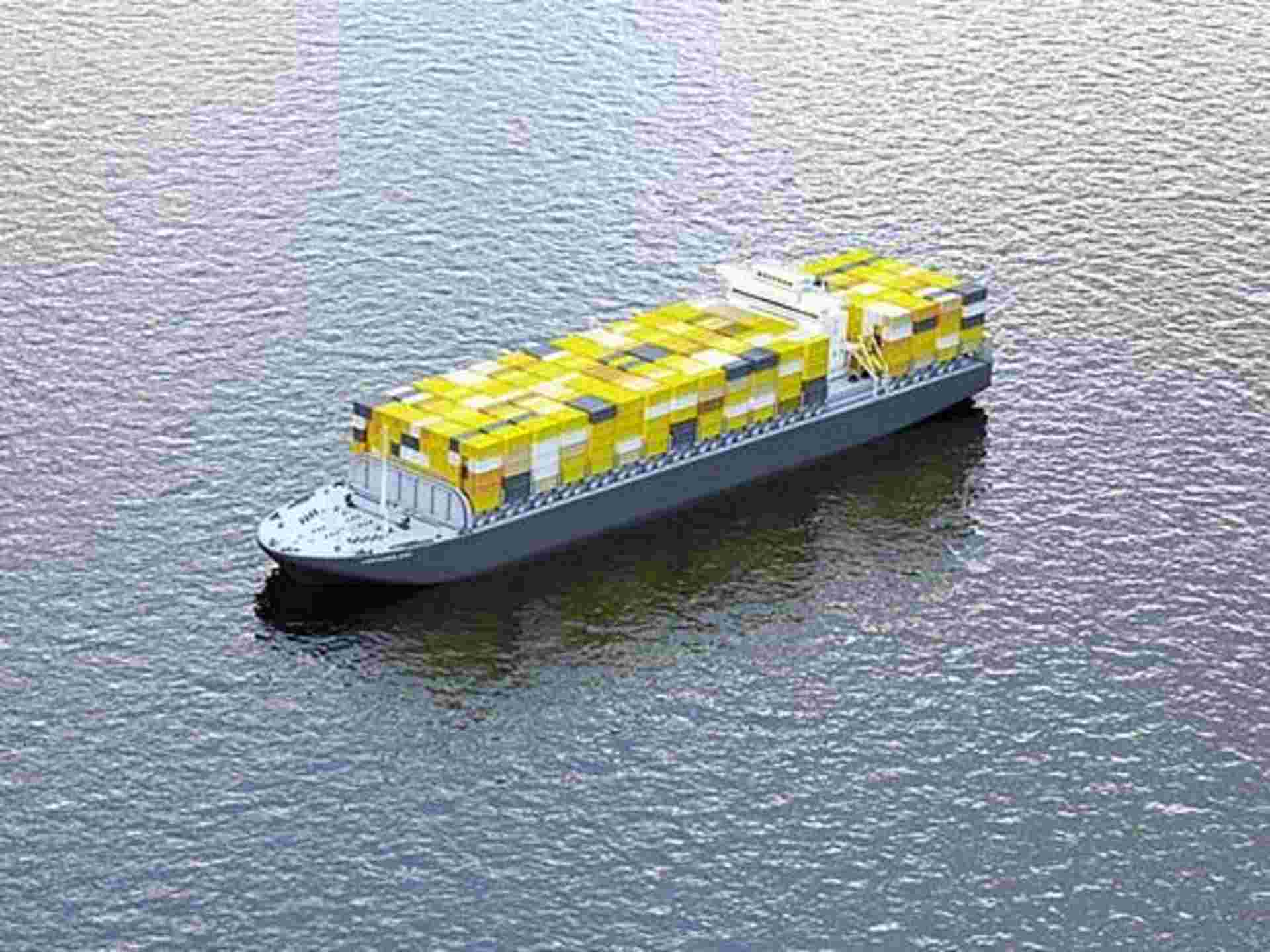 With the container cargo ship, her move container goes overseas.