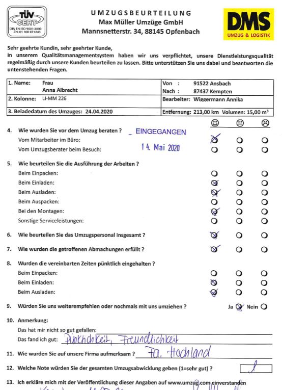 Pünktlich und freundlich bei Max Müller