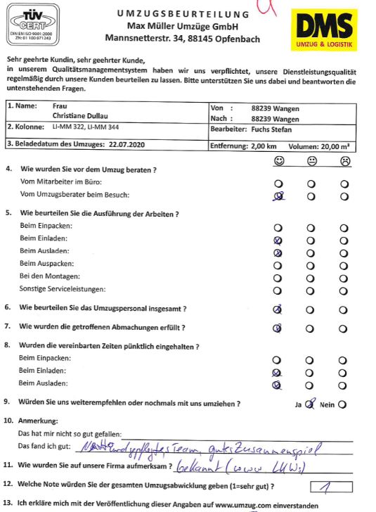 Nettes Team bei Max Müller Umzüge GmbH. 
