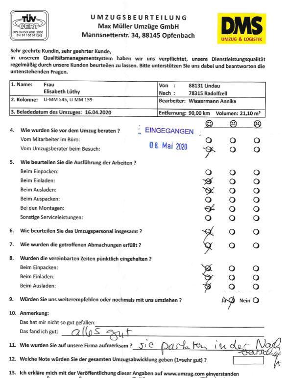 Alles gut bei Umzug mit Max Müller