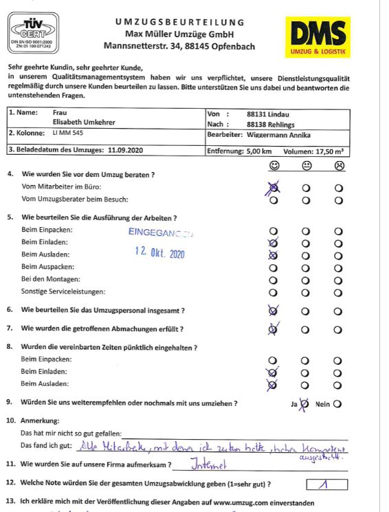 Kompetenz beim Umzug mit Max Müller. 