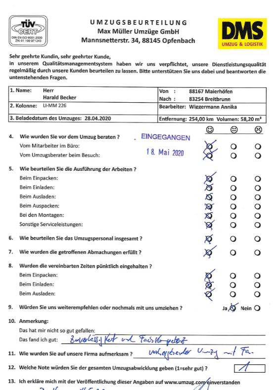 Zuverlässig und kompetent bei Max Müller Umzüge 