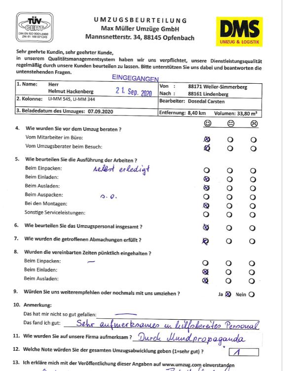 Hilfsbereites Personal beim Umzug mit Max Müller. 