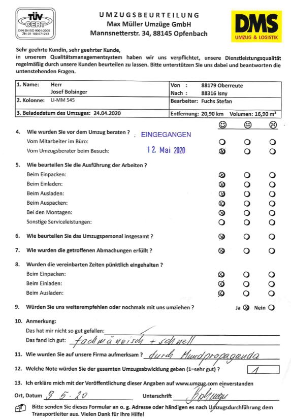 Fachmännische Arbeit bei Max Müller Umzüge