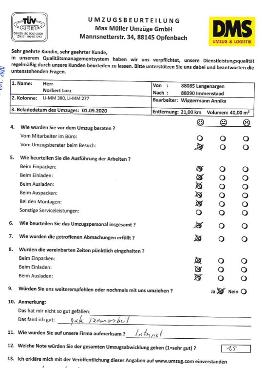 Gute Teamarbeit bei Max Müller Umzüge GmbH. 