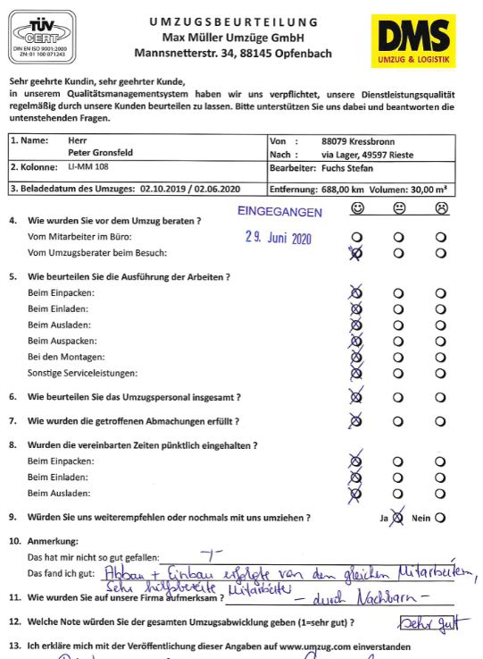 Sehr hilfsbereite Mitarbeiter bei Max Müller Umzüge