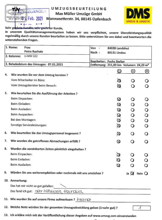 Sehr hilfsbereites Team bei Umzüge Max Müller GmbH