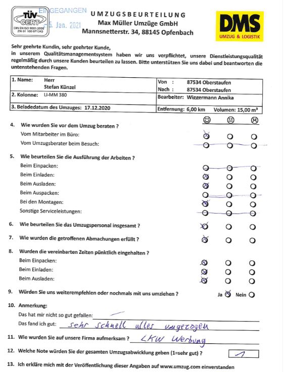 Schneller Umzug mit Max Müller Umzüge GmbH.